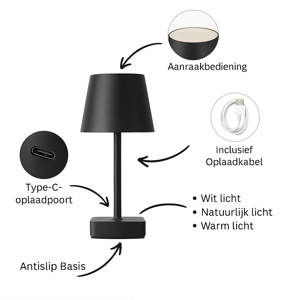 Luxe Draadloze Tafellamp
